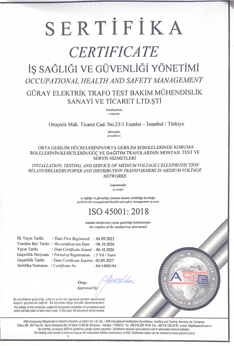 ISO 45001 belgesi 2026–2027